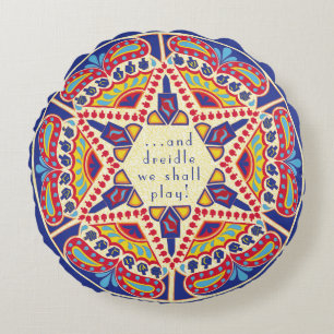Almofada Redonda Travesseiro da Ronda de Hanukkah "Sonho de Chanuka