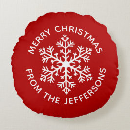 Almofada Redonda Travesseiro da Ronda de Natal com Floco de Neve Ve