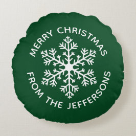 Almofada Redonda Travesseiro da Ronda de Natal em Floco de Neve Ver