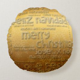 Almofada Redonda Travesseiro da Ronda de Natal Internacional Dourad