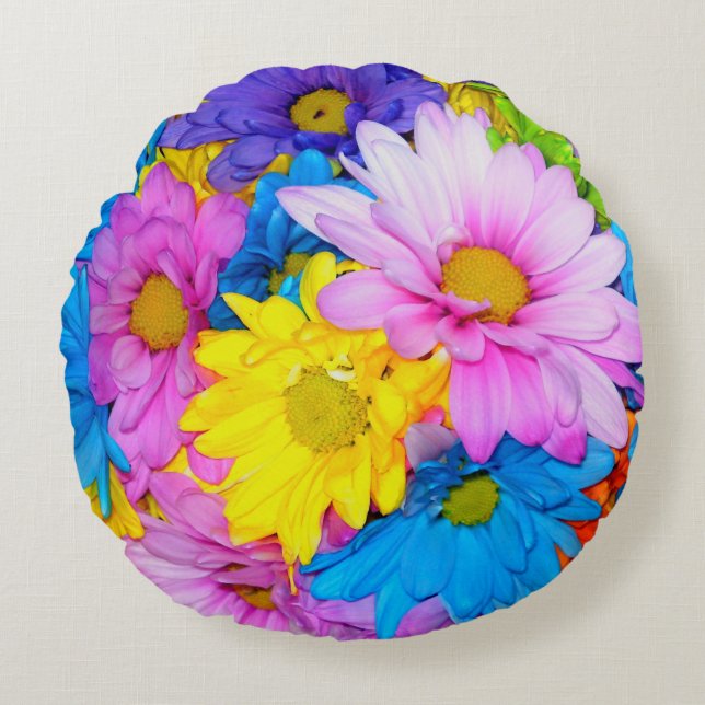 Almofada Redonda Travesseiro Daisy Flower Mix (Frente)