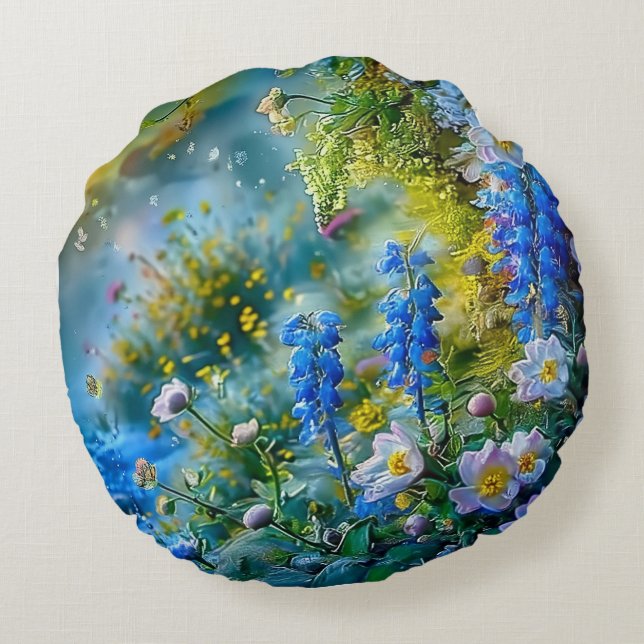 Almofada Redonda Travesseiro de almofada de flores de Hyacinth (Verso)