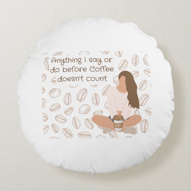 Almofada Redonda Travesseiro de Amantes de Café (Frente)