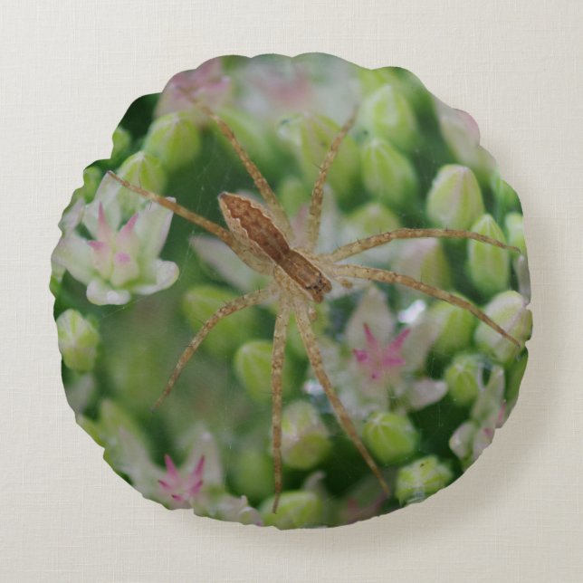 Almofada Redonda Travesseiro de aranha floral (Frente)