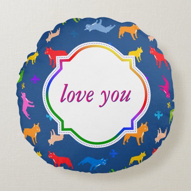 Almofada Redonda Travesseiro de Buldogue Francês (Frente)