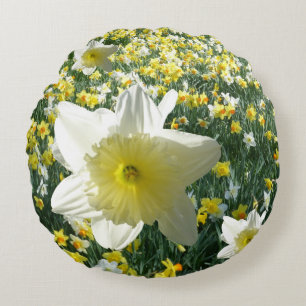 Almofada Redonda Travesseiro de campo redondo Daffodils Spring Flow