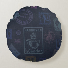 Almofada Redonda Travesseiro de Carimbo de Vintage - Escuro