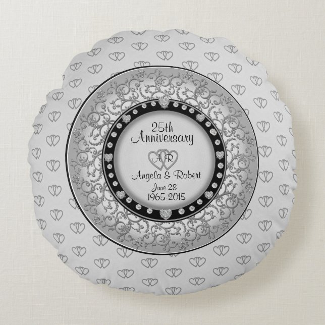 Almofada Redonda Travesseiro de Destaque de Aniversário de Casament (Frente)