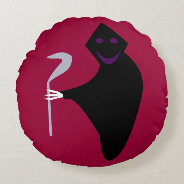 Almofada Redonda Travesseiro de Dia das Bruxas da Grim Reaper (Frente)