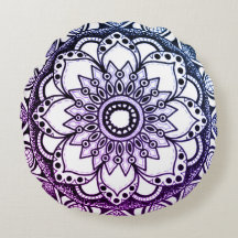 Travesseiro de Ênfase de Mandala Roxo e Azul