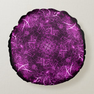 Almofada Redonda Travesseiro de Ênfase Fractal Roxo