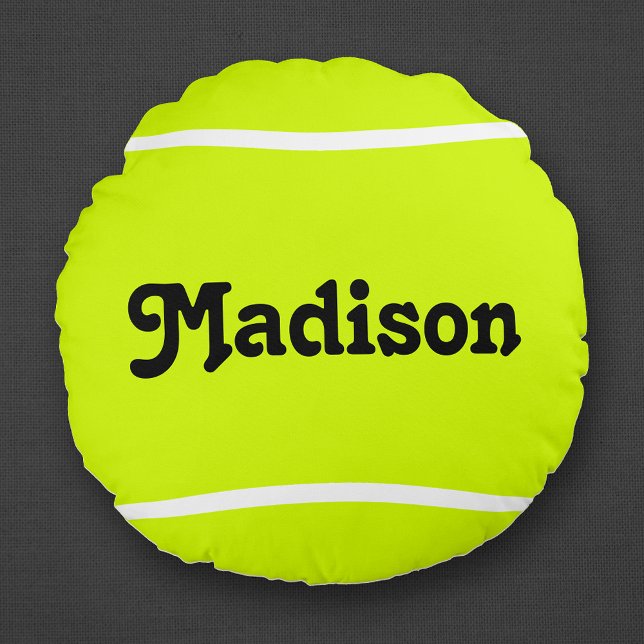 Almofada Redonda Travesseiro de esfera redonda personalizada para j (Custom round tennis pillow with personalized tennis player name or text.)