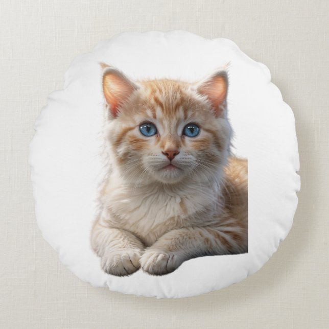 Almofada Redonda Travesseiro de Gato para Apelidos de Animais (Frente)