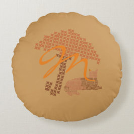 Almofada Redonda Travesseiro De Gato Vermelho Monograma Engraçado E