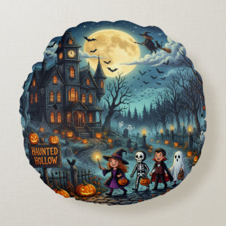 Almofada Redonda Travesseiro de Halloween Casa Assombrada ou Traves