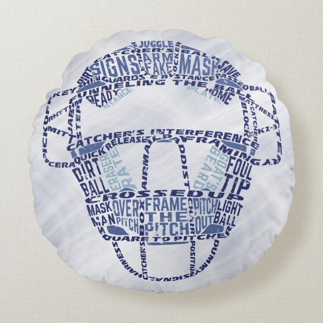 Almofada Redonda Travesseiro de máscara de baseball de Softball (Frente)