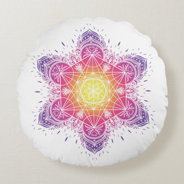 Almofada Redonda Travesseiro de Meditação | mandala | metatrão (Frente)