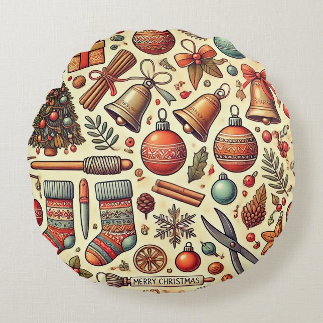 Almofada Redonda Travesseiro de Natal (Frente)