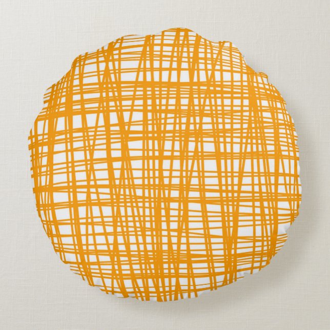 Almofada Redonda Travesseiro de padrões laranja e branco (Verso)