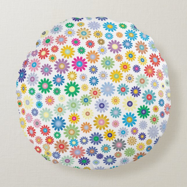Almofada Redonda Travesseiro de Pouf com Padrão de Flor (Frente)