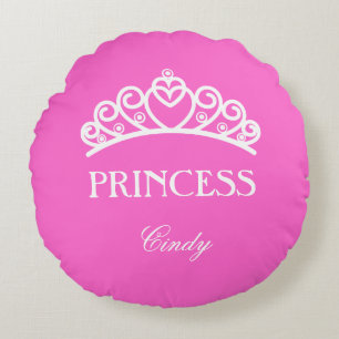 Almofada Redonda Travesseiro de princesa personalizada em rosa com 