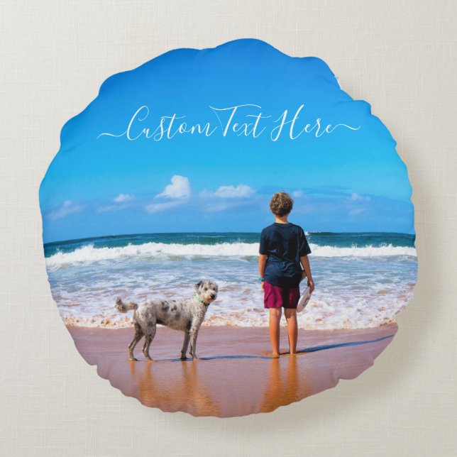 Almofada Redonda Travesseiro de Redondo de Fotografias Personalizad (Verso)