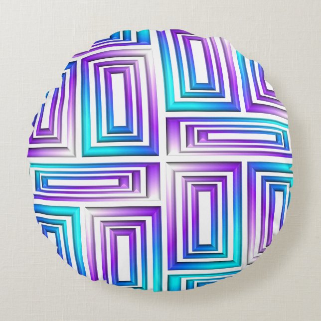 Almofada Redonda travesseiro de retângulos geométricos (Frente)