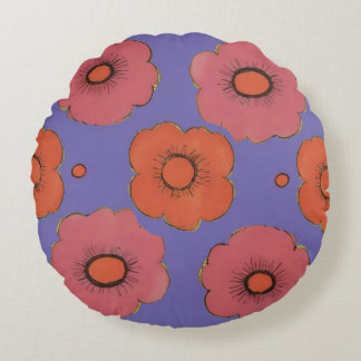 Almofada Redonda Travesseiro decorativo Afro Poppies