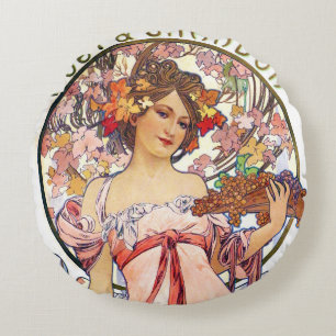 Almofada Redonda Travesseiro decorativo Alphonse Mucha