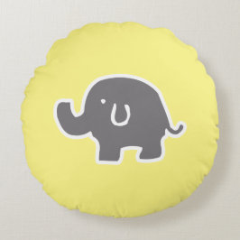 Almofada Redonda Travesseiro decorativo Amarelo E Elefante De Cinza