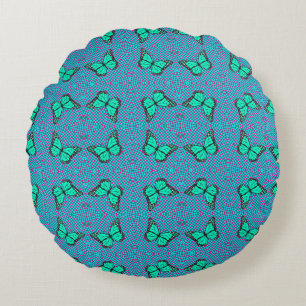 ALMOFADA REDONDA TRAVESSEIRO DECORATIVO AZUL BOTÃO