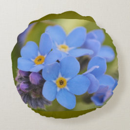 Almofada Redonda Travesseiro decorativo azul da flor do miosótis