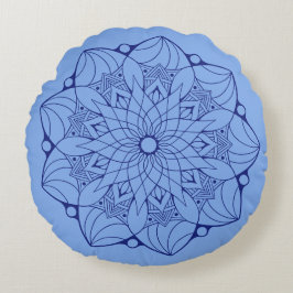 Almofada Redonda travesseiro decorativo Azul De Mandala, De 2 Tonel