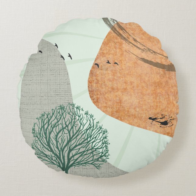 Almofada Redonda Travesseiro decorativo Boho Tree (Frente)