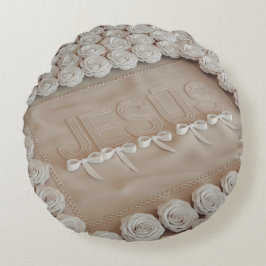Almofada Redonda Travesseiro decorativo bordado JESÚS - 3D Render B