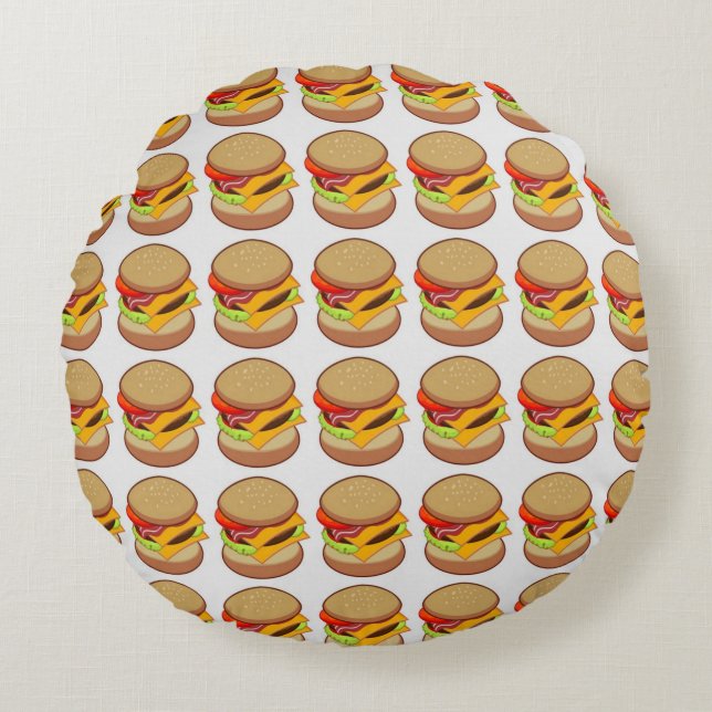 ALMOFADA REDONDA TRAVESSEIRO DECORATIVO CHEESEBURGERS (Frente)