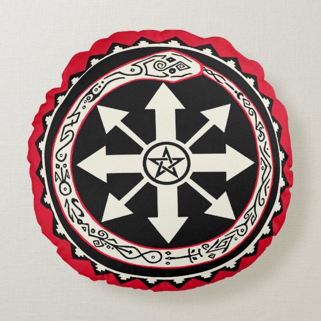 Almofada Redonda Travesseiro decorativo Cobra Chaos Ouroburos (Frente)