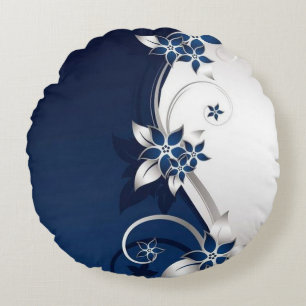 Almofada Redonda travesseiro decorativo Cobrir de Duvet branco e az