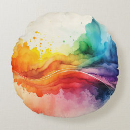 Almofada Redonda Travesseiro decorativo Colorido Arco-Íris