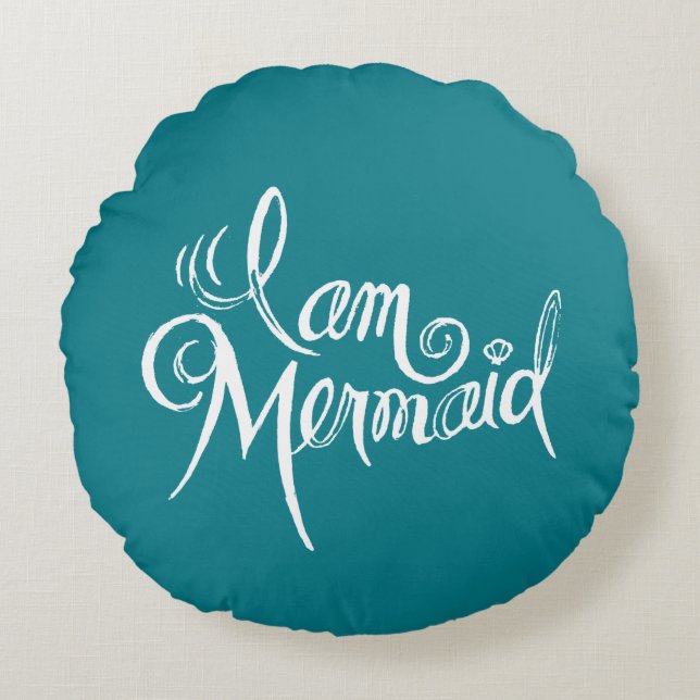 Almofada Redonda Travesseiro decorativo da sereia (Frente)