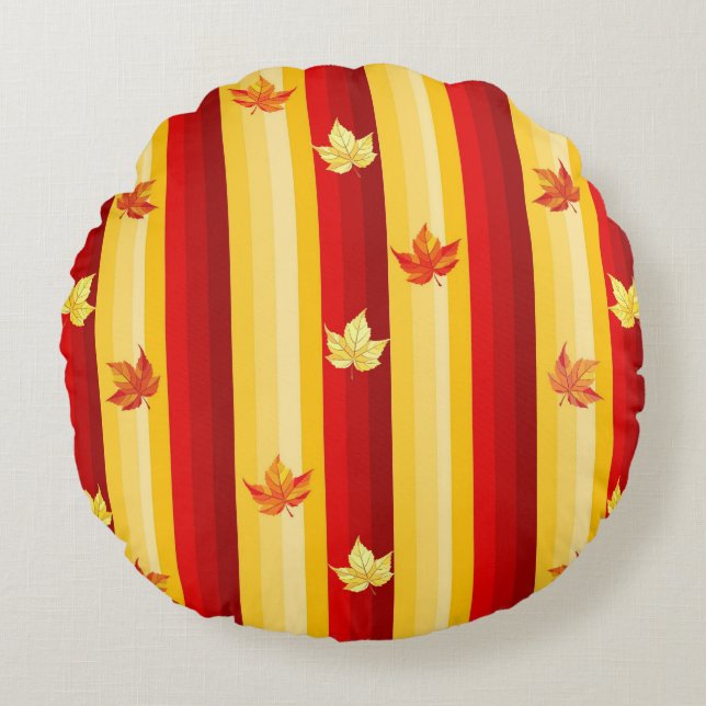Almofada Redonda Travesseiro decorativo das folhas do outono (Frente)