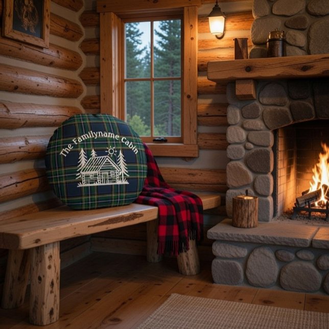 Almofada Redonda Travesseiro decorativo de Cabine da Família Person (Criador carregado)