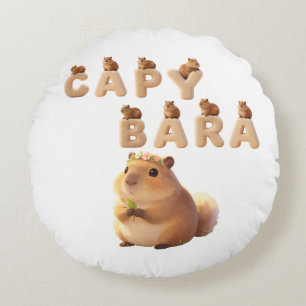 Almofada Redonda Travesseiro Decorativo de Capivara Fofa e Felpuda,