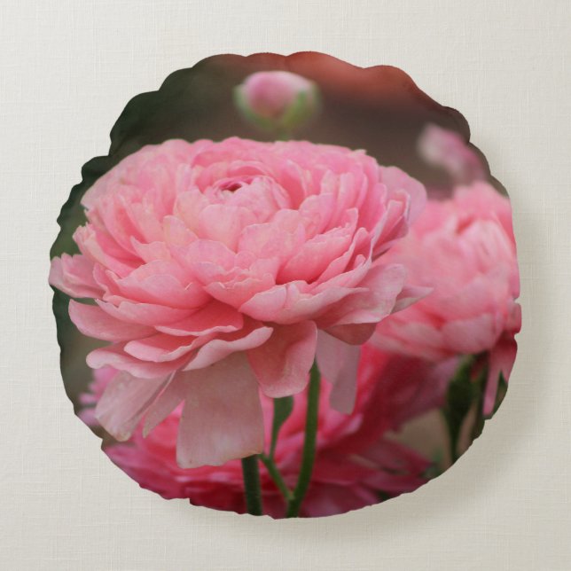 Almofada Redonda Travesseiro decorativo de Closeup de Peony Pink Ra (Frente)