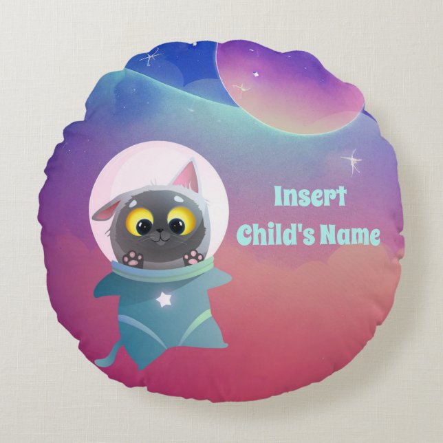 Almofada Redonda Travesseiro decorativo de Gatos de Espaço Personal (Frente)