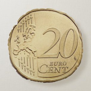 Almofada Redonda Travesseiro decorativo de Moedas Euro