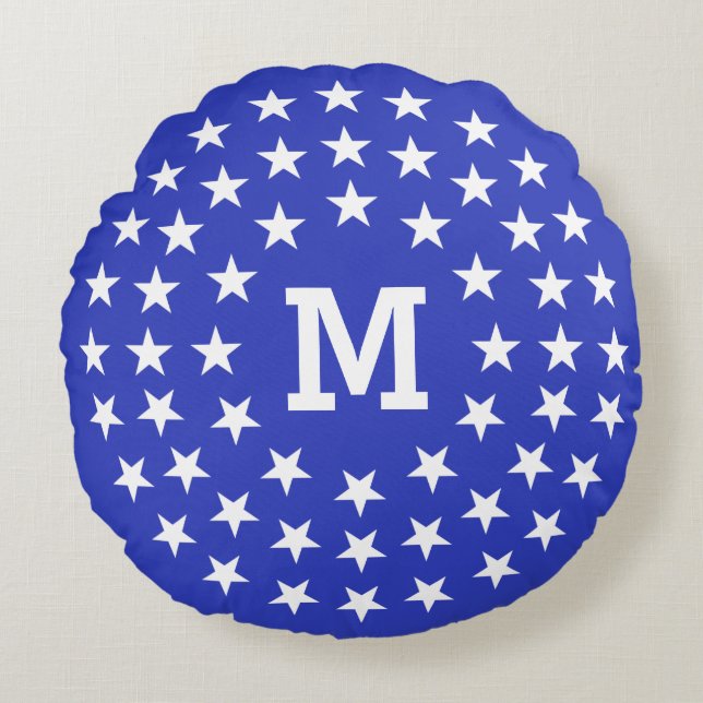 Almofada Redonda TRAVESSEIRO DECORATIVO de Monograma Personalizado  (Frente)