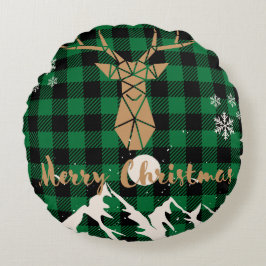 Almofada Redonda Travesseiro decorativo de Natal para a Xadrez verd