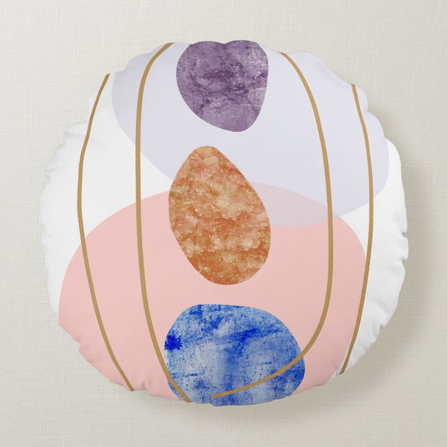 Almofada Redonda Travesseiro decorativo de três pedras (Frente)