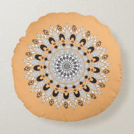 Almofada Redonda Travesseiro decorativo Design de Flor Mandala